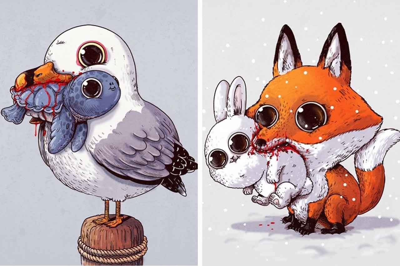 You are currently viewing Artist Creates Extremely Adorable “Predator & Prey” Illustrations