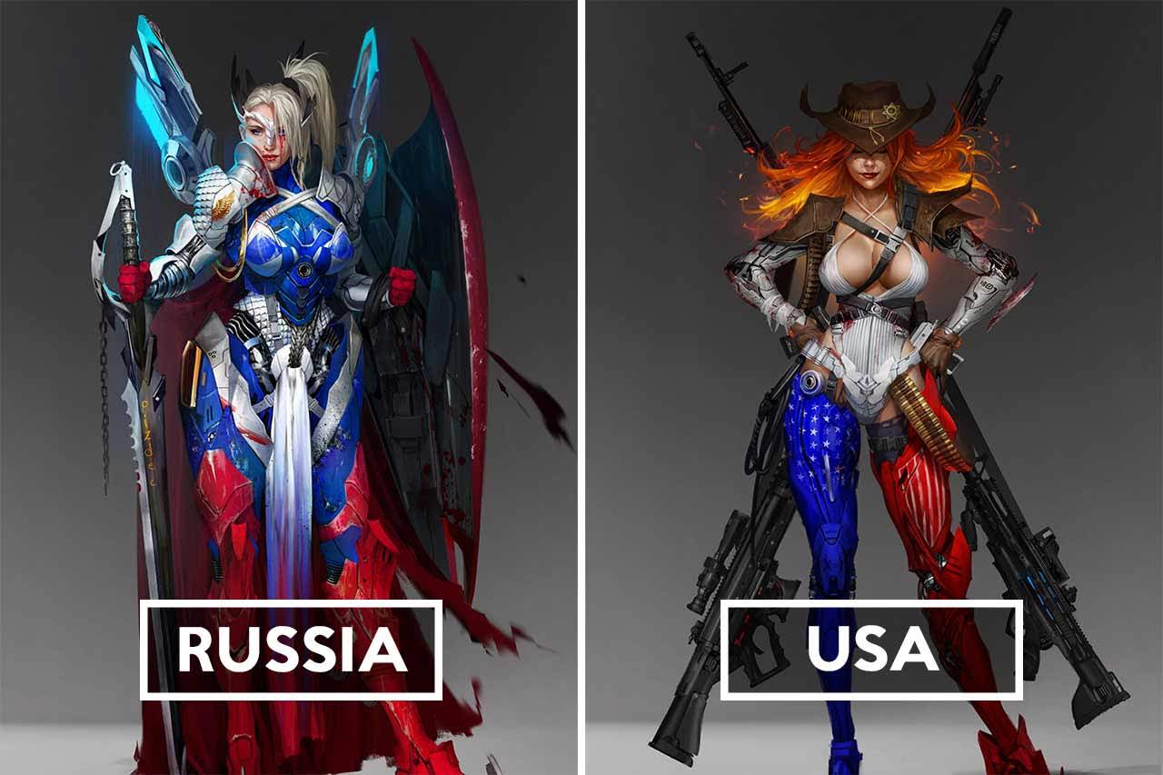 Russian Artist Personifies Countries As Post-Apocalyptic Heroes: Even though judging people by their race or the country they were born is racism, we can’t deny some countries stand out with particular features. For instance, engineering is probably the first thing that comes to mind if we’re going to talk about Germany and same thing goes for Hockey if we are going to talk about Canada – for some reason.