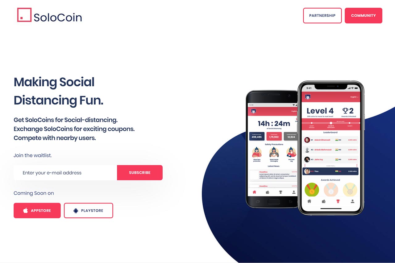 This App Rewards Social Distancing: The mobile application SoloCoin, developed by Arbob Mehmood, offers discounts available to users who stay at home on online platforms and in nearby stores.